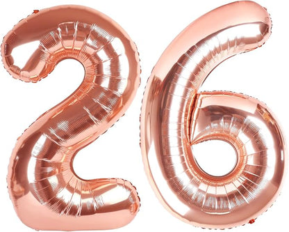 Number 26 Balloons 40 Inch for 26 62 Birthday Party Decorations, Rose Gold | by Mluchee