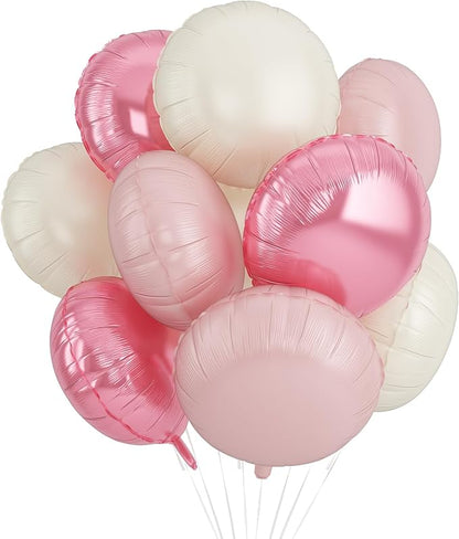 20PCS 18 Inch Round Foil Balloon, Retro Light Pink Cream White Round Shaped by Paready