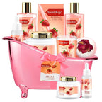 Spa Kit for Women, Bath & Body Gift Set, Luxury Home Spa Bath Gift Basket, Strawberry Scented Bath Set Christmas Gifts for Women, Pamper Gifts for Girls & Teens, Birthday Gift, Bath Self Care Gift