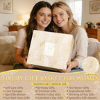 Birthday Gifts for Women Self Care Package Get Well Soon Gift Baskets, Thinking of You Sympathy Spa Gift Set w/ Crochet Flower Bouquet, Unique Christmas Gifts for Women Mom Her Best Friend Sister Wife