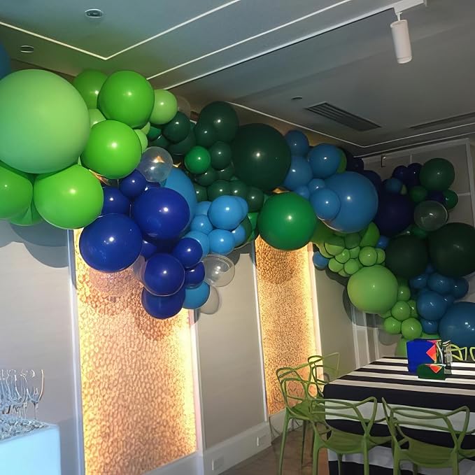 Blue and Green Balloons, Dark Green Metallic Balloons and Royal Blue Balloon - Image 5