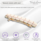 French Amie Small 2 1/4 inch Celluloid Handmade Hair Barrette No Slip Grip Durable Styling Women Hair Accessories Hair Clip for Girls, Made in France(Ivory Brick)