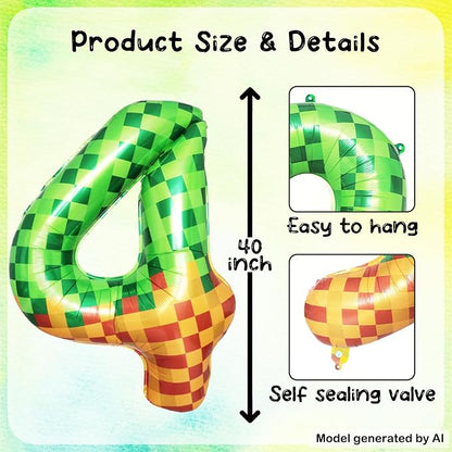 40 Inch Pixelated Number 4 Foil Balloon - Image 2