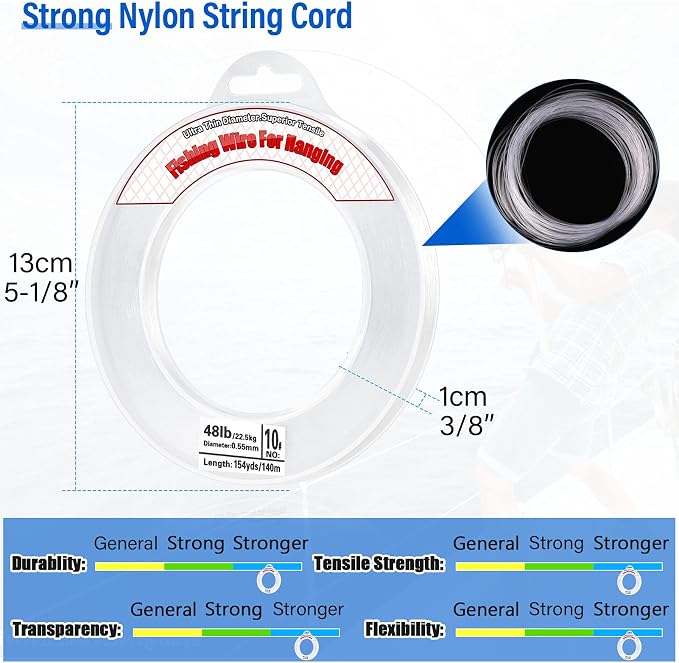 Clear Fishing Wire, Acejoz 656FT Fishing Line Clear Invisible Hanging Wire - Image 3