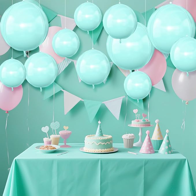 12Pcs Baby Blue Round Foil Balloons, Metallic Pastel Teal Blue Foil Balloon - Image 5