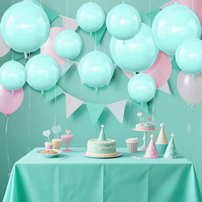 12Pcs Baby Blue Round Foil Balloons, Metallic Pastel Teal Blue Foil Balloon - Image 5