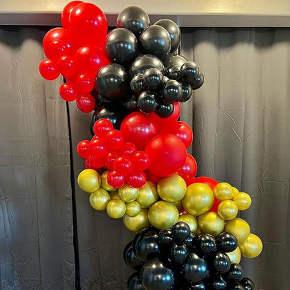 Red and Black Balloon, 60 Packs 12 Inch Red Black and Gold Balloon - Image 7