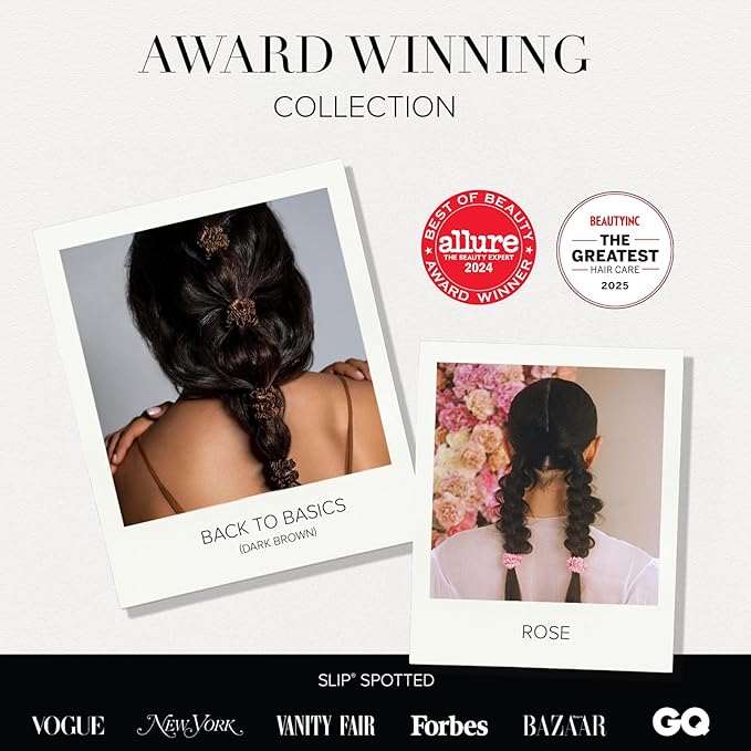 slip Skinny Scrunchies in Sweetie Pie Ornament Packaging: Anti-Crease, Anti-Breakage Slipsilk™ Design Protects Delicate Hair | Includes 4 Pure Silk Scrunchies