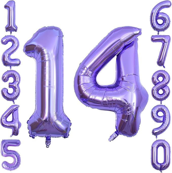 Purple Number 14 Balloon 40 Inch, Giant Metallic Foil 14th Birthday Decorations by Unknown