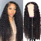 Water Wave Lace Front Wigs Human Hair Brazilian 180% Density Virgin Hair 4X4 Deep Curly Lace Closure Wigs for Black Women Pre Plucked with Baby Hair Natural Color (28 Inch,Water Lace Closure Wigs)