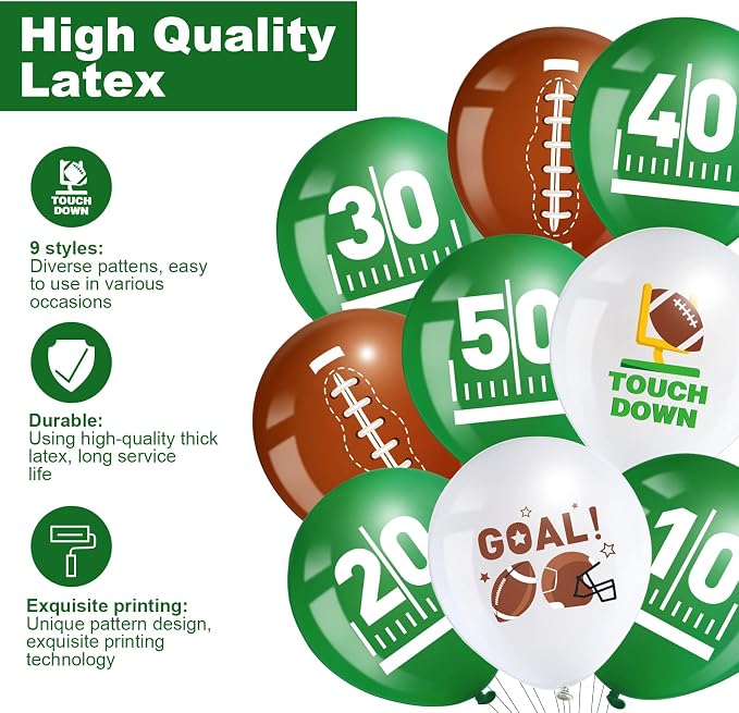 Censen 45 Pieces Football Balloons 12 Inch Sport Latex Balloons Football Party - Image 3