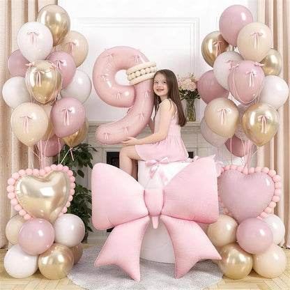 Light Pink 9 Balloon Number, Dusty Baby Pink Gold Sand White Latex Balloons 40 - Image 2