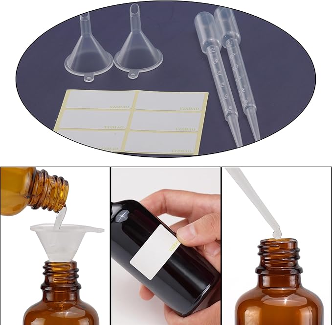 YIZHAO Black Glass Dropper Bottle 2oz, Tincture Bottles with Glass Dropper, for Essential Oils, Aromatherapy, Cosmetic, Laboratory, Pharmacy, Liquids, Travel –6 Pcs