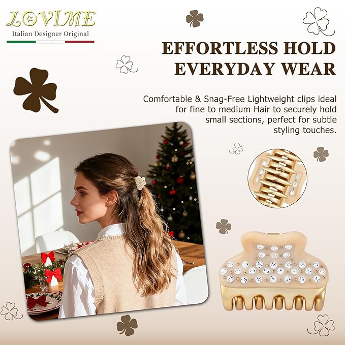 2026 Premium Durable Hair Claw Clip for Women, Original Italian Designed Strong Grip Hair Clips for Normal Fine Thin Hair, No Slip Jaw Clips with Gift Box for Christmas Birthday Girls, 1.7 Inch Beige