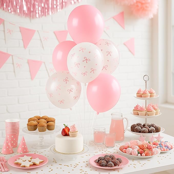 6pcs Pink Bow Balloon Stands Kit Table Centerpiece Table Decorations - Image 3