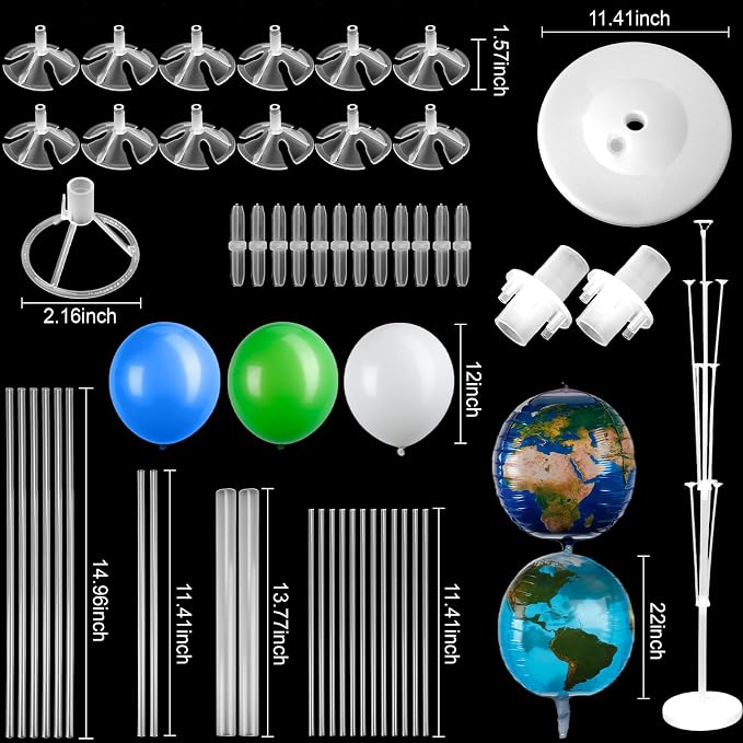 Gejoy 2 Sets 62" Large Globe Balloons Tower Stand Kit, Entire Balloon Column Kit - Image 2
