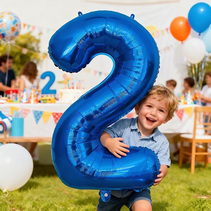 40 Inch Navy Blue 2 Balloon for 2nd Birthday Party, Helium Giant Foil Number 2 - Image 2