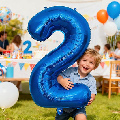 40 Inch Navy Blue 2 Balloon for 2nd Birthday Party, Helium Giant Foil Number 2 - Image 2
