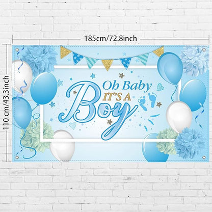 Blulu Baby Shower Backdrop It's a Boy Banner 6 x 3.6 ft Large Blue Durable - Image 2