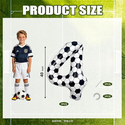 40 Inch Soccer Number 4 Foil Balloon, Soccer Birthday Party Decorations | - Image 2