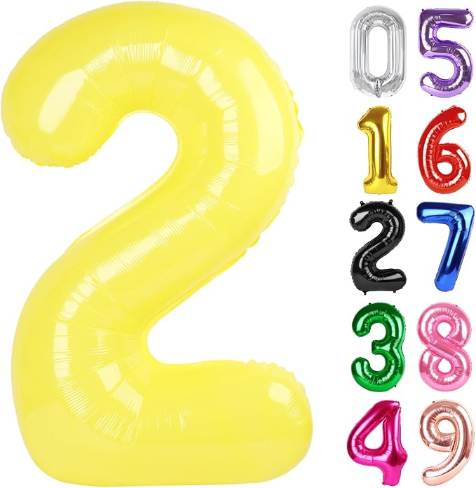 Yellow Number 2 Balloon 40 Inch, 2nd Birthday Party Decorations Men Women | by IWERP