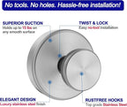 Suction Cup Hooks for Shower, Removable Towel Hooks for Bathroom Window Glass Door Wall, Bath Robe Looafh Hook for Hanging - 4 Pack, Silver