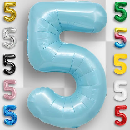 Candy Blue Number Balloon 5 Mylar Foil Balloons 16 Inch - Image 5