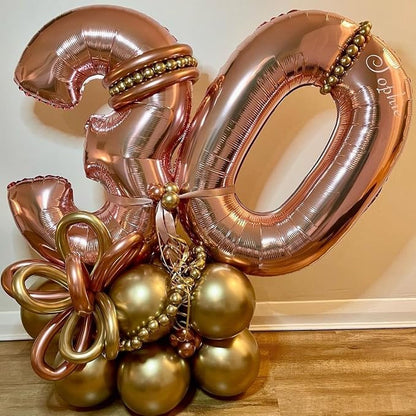 Rose Gold 30 Number Balloons, 40 Inch Big Giant Jumbo 30 Balloon Numbers Rose - Image 5