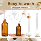 Tessco for you 20 Pack 3.4 oz Glass Dropper Bottles with Glass Eye Droppers for Essential Oils, Empty Oil Bottles with Funnel, Labels and Pipette for Hair Oils Perfume Cosmetic Travel(Dark Brown)
