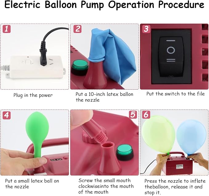 Electric Balloon Blower Pump Portable Electric Air Balloon Pump Dual Nozzle - Image 5