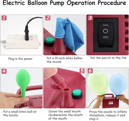 Electric Balloon Blower Pump Portable Electric Air Balloon Pump Dual Nozzle - Image 5