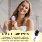 Mini Hair Brush,Cute Detangling Travel Hair Brush,Soft Bristles for Effortless Tangle Removal,Detangler Hairbrush for Women Men Boys Girls Kids Wet Dry All Hair Types (Purple Lavender, Mini)