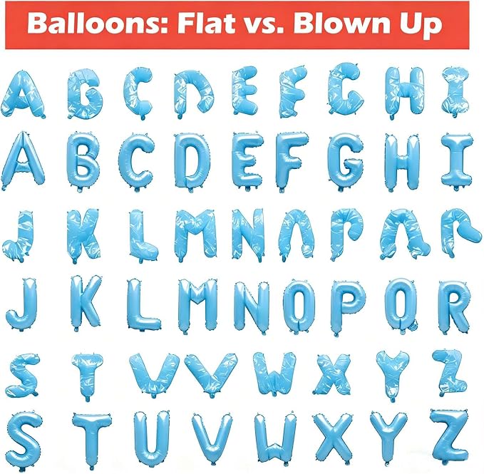 98 Pcs Baby Blue Letter Balloons, Custom 3 Set A-Z Set - Image 4