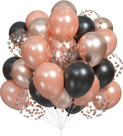Metallic Rose Gold & Black Pearl Balloons by Togvu