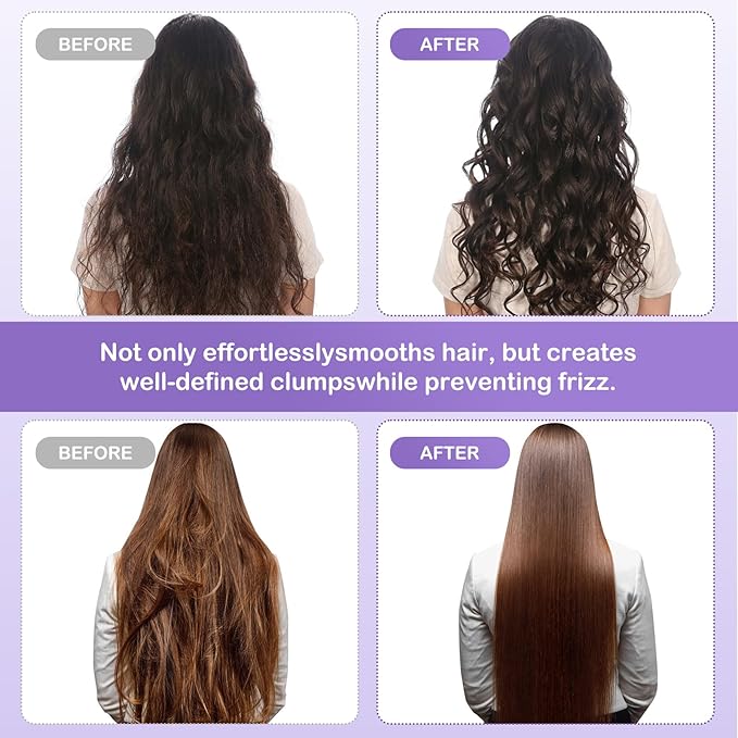 Curly Hair Brush & Curl Defining Brush – Easily Detangles Knots with Less Pulling – Styles Wet or Dry Hair, Tames Frizz for All Curl Types (Crystal Purple)