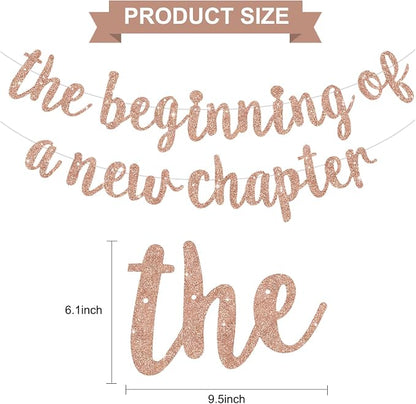 BEISHIDA Rose Gold Pre-Strung Glitter The Beginning of A New Chapter Banner | - Image 3