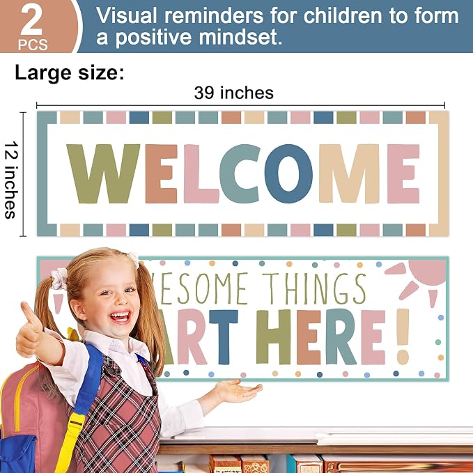 Boho Welcome Classroom Decorations Colorful Rainbow Awesome Things Start Here - Image 2