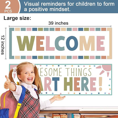 Boho Welcome Classroom Decorations Colorful Rainbow Awesome Things Start Here - Image 2