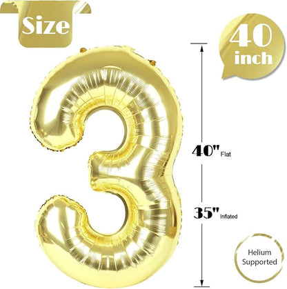 Champagne Gold Number 3 Balloon 40 Inch - Image 5
