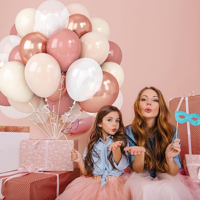 Pink White Balloons Rose Gold Blush White Balloon 60pcs 12inch Latex Helium - Image 7