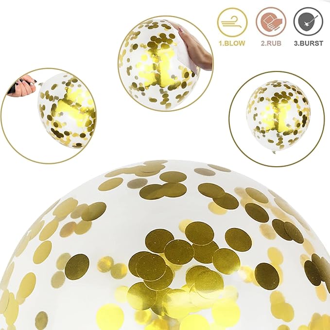 Black and Gold Confetti balloons - Image 3
