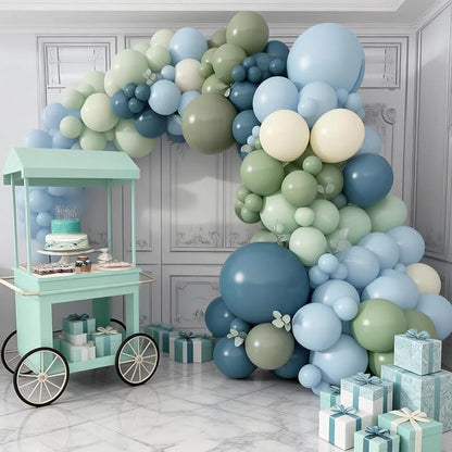 FunHot Blue Green Balloons, 12 Inch Pastel Yellow Ivory Helium Balloons - Image 5