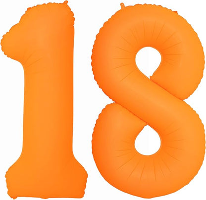 Orange Birthday Number 18 Balloon 40IN Fluorescent Orange 81 Balloon | by YOIOZAIZAI
