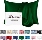 Oeko-TEX Certified Mulberry Silk Pillow Cases Green for Christmas Made in USA, 100% Silk Pillowcase with Zipper, 6A Grade 22 Momme Pure Silk Gift Set, 1 Pcs 20"x30" (Queen, Emerald)