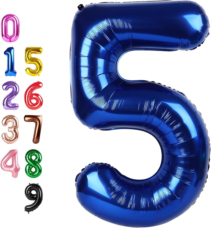 Number Balloons Blue 5 Balloon 40 inch by Enyeopd