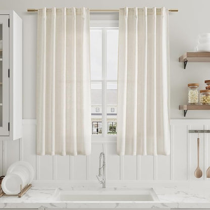 Linen Curtains 63 Inch Length 2 Panels Set - Image 6