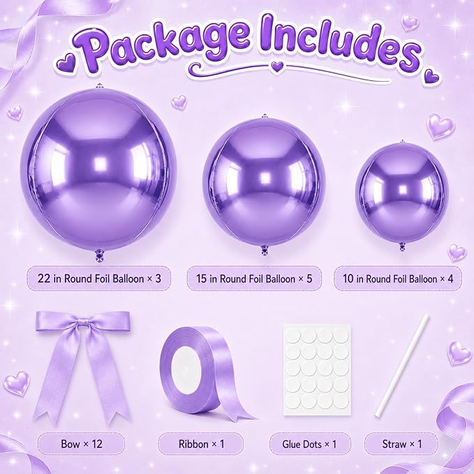 Purple Round Foil Balloons - Image 2