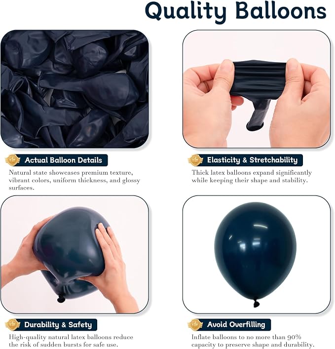 Navy Blue Balloons 125 PCS Different Sizes 18 12 10 5 Inch Dark Blue Balloon - Image 3