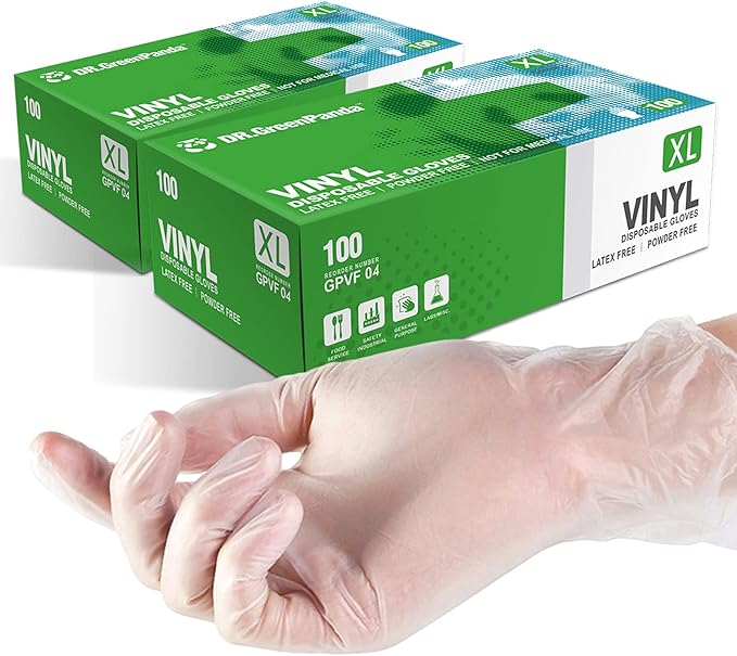 Clear Vinyl Food Safe Disposable Gloves Latex Free Powder Free for Food Prep Handling Cooking Cleaning