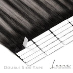 Lacer Grey Tape in Hair Extensions 18 Inch Natural Black to Silver Highlights Tape in Extensions with Natural Black Roots Color 20pcs/50g